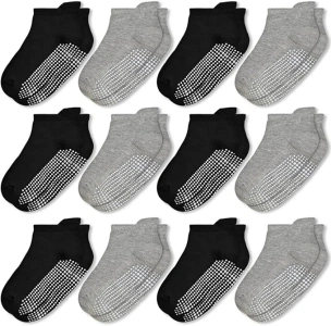 ELUTONG Toddler Socks Baby Non Slip Socks 12 Pairs Toddler Grip Socks Anti Slip Socks for 6 Months-7 Years Boys and Girls