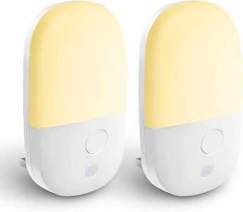 Vexloria Night Light Plug in Wall, Automatic Night Light with Dusk to Dawn Sensor, 2700K Warm White Light,LED Night Light for Kid Bedroom, Hallway, Bathroom, 2-Pack