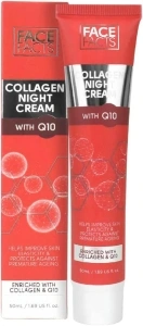 Face Facts Collagen & Q10 Night Cream | Ubiquinone (Q10) + Vitamin E + Collagen | Smooth + skin elasticity | 50ml