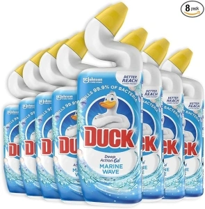 Duck Liquid Toilet Cleaner, Deep Action Gel , Marine, 750 ml, Pack of 8