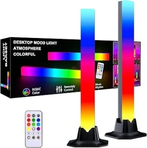 MIWATT DS 32CM LED Light Bar RGBIC Lamp, Rainbow Smart Lighting Tower Starter Kit with Remote for PC, TV, Gaming Room and Copmuter Case (2Pack, Z Series)