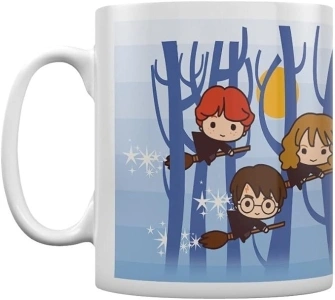 Pyramid International Harry Potter Ceramic Mug with Japanese Style Chibi Illustrations of Harry, Ron and Hermione Flying - Official Merchandise