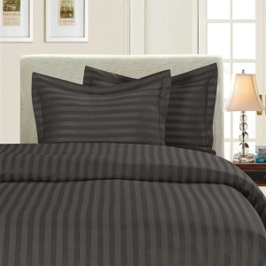 Elegant Comfort Best, Softest, Coziest 3-Piece Duvet Cover Sets! - 1500 Thread Count Egyptian Quality Luxurious Wrinkle Resistant 3-Piece DAMASK STRIPE Duvet Cover Set, Full/Queen, Grey