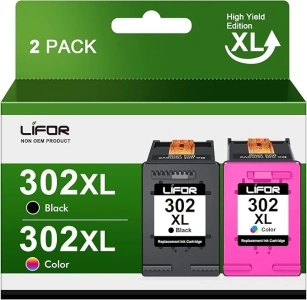 LIFOR 302XL Ink Cartridges 302 Ink Cartridges Combo Pack Remanufactured for HP 302 XL Black and Colour Ink for HP Envy 4520 4527 4524 4523 OfficeJet 3835 3830 3831 4650 5230 DeskJet 3630 1110 2130