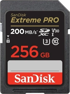 SanDisk 256GB Extreme PRO SDXC card, SD Card, V30 Memory Card, 4K UHD, up to 200 MB/s, SanDisk QuickFlow Technology, RescuePro Deluxe Data Recovery Software, UHS-I, Class 10, U3, V30