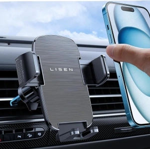 LISEN Car Phone Holder, [2024 Upgrade] Air Vent Phone Holder for Cars [Never Slip&Fall], Super Stable iPhone 16 Car Mount Compatible with iPhone 16 Pro Max Plus 15 14 13 12 Samsung S24 23 Ultra, Grey