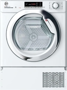 Hoover BATD H7A2TCE-80 7kg Integrated Heat Pump Tumble Dryer, A++ Rated, White & Chrome