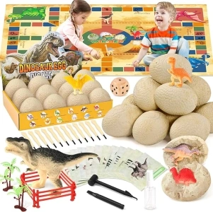 Subtail Dinosaurs Egg Dig Kit - Dinosaur Toy | Dino Egg Excavation Kits for Kids with Special Flying Chess Mat | Scene Tree - Science Kits for 4-12 Year Old Boy Girl