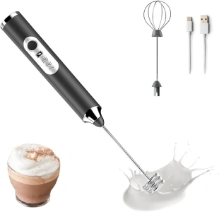 Milk Frother Coffee Milk Frother USB Rechargeable Handheld Milk Frother 1 Milk Frother 1 Whisk for Cappuccino, Hot Chocolate, Coffee, Latte