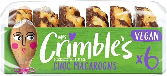 Mrs Crimble's Gluten Free Vegan Choc Covered Coconut Macaroons, Premium Quality & Certified Free from Gluten, Wheat Free & Vegetarian Friendly, Pack of 6 (195g)