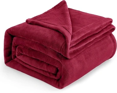 Bedsure Fleece Blanket King Size - Versatile Blanket for Bed Fluffy Soft Extra Large Throw, Red, 270x230cm