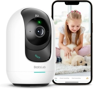 BOTSLAB 3K 5MP WiFi Security Camera Indoor,Dog Camera,Pet Camera with APP,Smart Tracking Baby Monitor,Crying Detection,One-Touch Call,2-Way Audio,Night Vision,Works with Alexa,2.4/5GHz