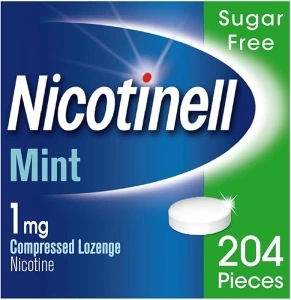 Nicotinell Nicotine Lozenge, Quit Smoking Aid, Sugar Free Mint Flavour, 1 mg, 204 Pieces (Packing May Vary).