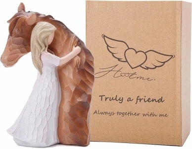 Horses Keepsake Gifts for Women Girls Horse Lovers Truly a Friend Friendship Figurine, Quiet Strength Figurine, Sculpted Hand-Painted Figure Gifts for Moms Gift for Mother's Day Birthday Gifts