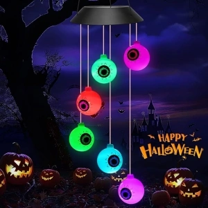 Halloween Decorations Outdoor, Winzwon Halloween Eyeball Lights, Solar Eyeball Wind Chimes Decorative String Lights for Halloween Party Indoor Outdoor Home Festival Decoration