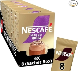 NESCAFÉ Double Choc Mocha Instant Coffee 8 x 20.9g Sachets, 100% Responsibly Sourced Coffee (Pack of 6)