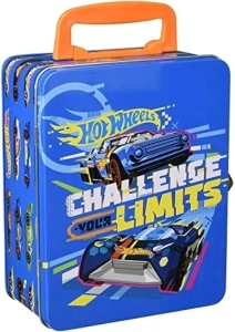 Theo Klein 2883 Hot Wheels Storage Case I Made of Metal I With Storage Compartments for up to 18 Cars I Dimensions: 21 cm x 15.5 cm x 8.5 cm I Toy for Children Aged 3 Years and up Multi - Colored