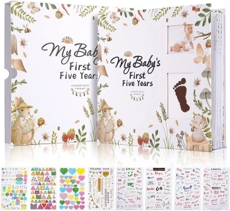 Baby Memory Book and Pregnancy Journal -Newborn Baby Books for Parents, First 5 Year Baby Record Book -124 Page Baby Milestone Book for Boys, Girls -Baby Journal From Birth, First Baby Gifts