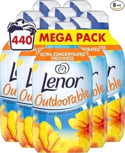 Lenor Outdoorable Fabric Conditioner, 440 Washes, 6.16 L (770 ml x 8), Summer Breeze, Ultra Concentrated, Outside Freshness Even When Drying Inside