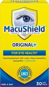 MacuShield Original+ Capsules - 30 Day Pack, Eye Health Food Supplement containing Lutein, Zeaxanthin and Meso-zeaxanthin, as Well as Vitamin B2 which Supports Normal Vision