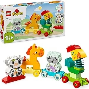 LEGO DUPLO My First Animal Train Toy for Toddlers, Creative Bricks Learning Set with Rooster, Horse, Lamb & Cow Farm Animals, Birthday Gift for Nature-Loving Boys & Girls Aged 1.5 Plus Years Old 10412