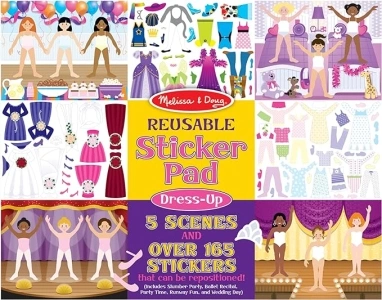 Melissa & Doug Reusable Sticker Pad, Dress-Up,165 Stickers, 5 Scenes, Age 3+, Weiß