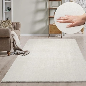 the carpet Relax Rug, Modern, Fluffy, Short Pile, Non-Slip Underside, Washable up to 30°C, Super-Soft, Fur Look, Cream-2, 120 x 160 cm