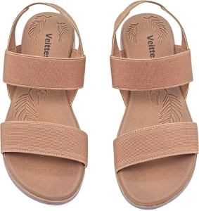 Veittes Women's Flat Slide Sandals - Casual Cross Strappy Elastic Strap Spring Summer Shoes.