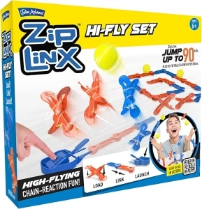 John Adams | ZipLinx - Hi-Fly Set: high-flying chain-reaction fun! | Jumping Domino Action | Domino and Tile Games | Ages 6+,Yellow