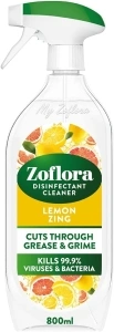 Zoflora Lemon Zing Multipurpose Disinfectant Spray, Antibacterial Multi-surface Cleaner, Pet-Friendly, Kills 99,9% of Bacteria & Viruses, 1 x 800ml