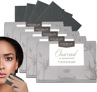 AyeVision 800 Sheets Face Oil Blotting Paper Bamboo Charcoal Blotting Paper Oil Absorbing Tissues Face Oil control Absorber Pads Cleansing (Bamboo Charcoal, Small (9.5cmx6.5cm))