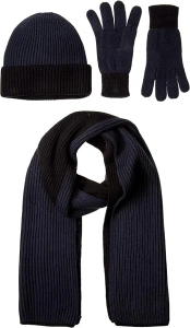 Amazon Essentials Unisex Adults' Knit Hat, Scarf and Gloves Set, Pack of 3