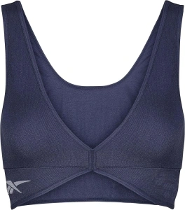 Reebok Women's Damen Wendbares Geripptes Seamless Crop Top in Marineblau | Fitness-bh Mit Feuchtigkeitsableitungstechnologie Training Bra