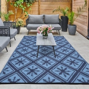 Enipate Outdoor Rugs for Garden Patios, 4x6ft Plastic Weatherproof Woven Picnic Blankets, Reversible & Easy Cleaning Deck Carpet Camping Mats