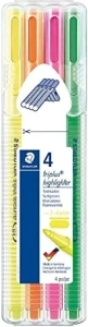 STAEDTLER 362 SB4 Triplus Highlighter, Line Width 1-4mm - Assorted Neon Colours (Pack of 4)