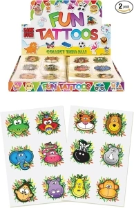 Henbrandt 2 x Mini Jungle Animal Temporary Tattoos for Children 12pc Packs Kids Party Bag Favours Loot Bag Fillers Lucky Dip Animal Party Favours for Boys and Girls