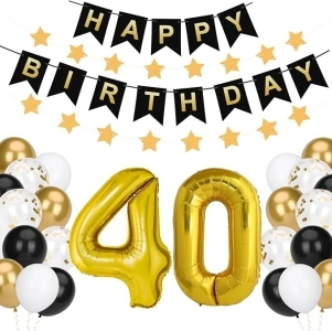 Deeplee 40th Happy Birthday Balloons Arch Kit, Birthday Banner, 12