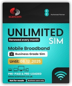 EE 5G Unlimited Data Sim Card - Preloaded each month until 8th DECEMBER 2025 - No Contract & One-off payment - Business-Grade Data Perfect for Wifi Routers, Tablets & Phones. (Expiry December 2025)