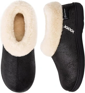 EverFoams Women's Micro Suede Fuzzy Plush Lined Slippers with Cozy Memory Foam