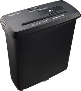 Amazon Basics 8-Sheet Strip Cut Paper, CD and Credit Card Shredder, Black