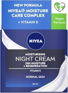 NIVEA Moisturising Night Cream (50ml), 24 Hour Overnight Moisturising Cream for Normal Skin, With Pro Vitamin B5 and Vitamin E for Enhanced Skin Care at Night