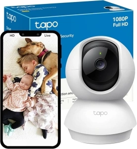 Tapo Wifi Camera, Indoor Camera for Security, 1080p Pet Camera, Wireless 360° for Baby Monitor, CCTV, AI Monitor, Smart Motion Detection & Tracking, Night Vision, Works with Alexa & Google Home (TC70)