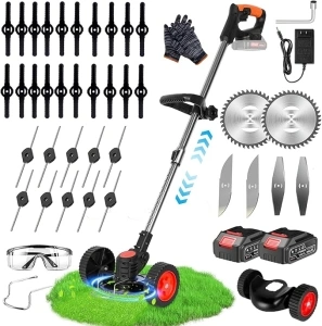 XOHEAIXU Garden Cordless Strimmer Grass Trimmer,Electric Cordless Garden Trimmer,Portable Grass Trimmer,5 Kinds Of Adjustable Blades,Shrubs Mowing Equipment For Gardens 2