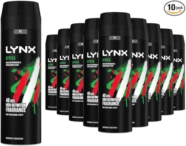 Lynx Africa Men's Fragrance, Aluminium Free Masculine Body Spray Deodorant, Fresh And Long Lasting Odour Protection, 10 Pack of 200m.