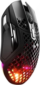 SteelSeries Aerox 5 Wireless - Holey RGB Gaming Mouse - Ultra-lightweight Water Resistant Design - 9 Buttons - Bluetooth/2.4 GHz - 18K DPI TrueMove Air Optical Sensor