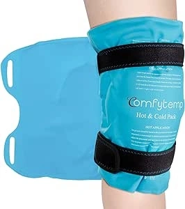 Comfytemp Flexible Knee Ice Pack Wrap, Reusable Gel Cold Pack for Knee Pain Relief, Hot & Cold Compress Therapy for Leg Injuries, Knee Replacement Surgery, Arthritis, Bruises & Sprains