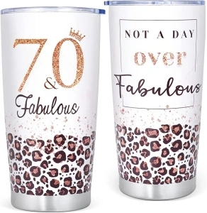 Tecanne 70th Birthday Gifts for Women - Stainless Steel Tumbler 20oz - 70 Years Old Birthday Gifts for Women - Gifts for Women Bestie Friends Sister Coworker Wife