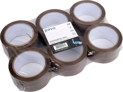 Pavo - Premium 50 mm x 66 m Polypropylene Packing Tape - Brown (Pack of 6)