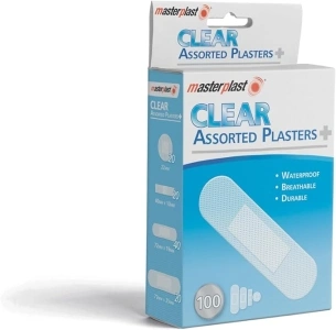 Masterplast 100 Clear Assorted Plasters Waterproof