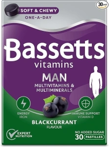 Bassetts Vitamins Man Multivitamins & Multiminerals Blackcurrant Flavour 30 Gummy Pastilles